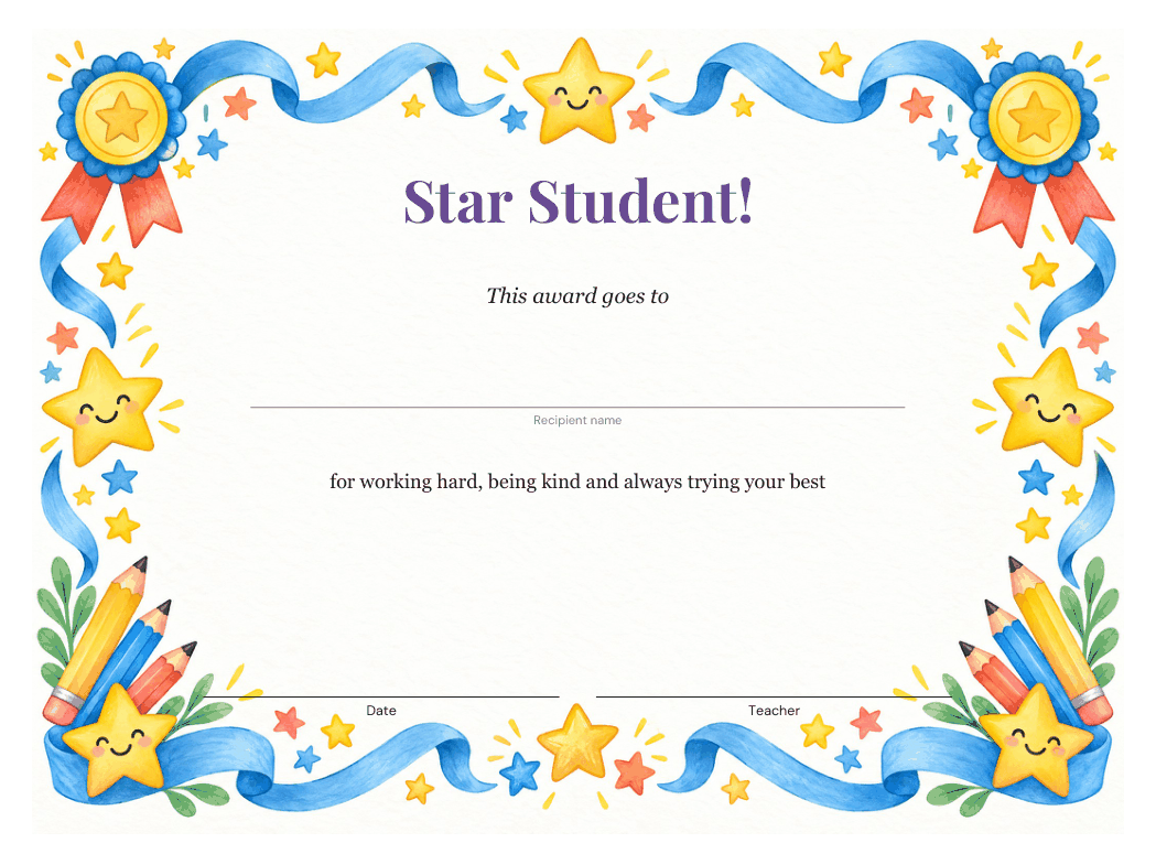 Preview of the first page of Star Student!
