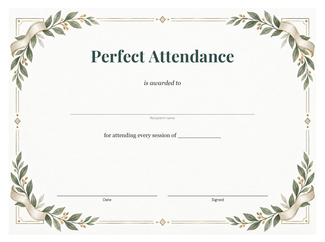 Preview of the first page of Perfect Attendance