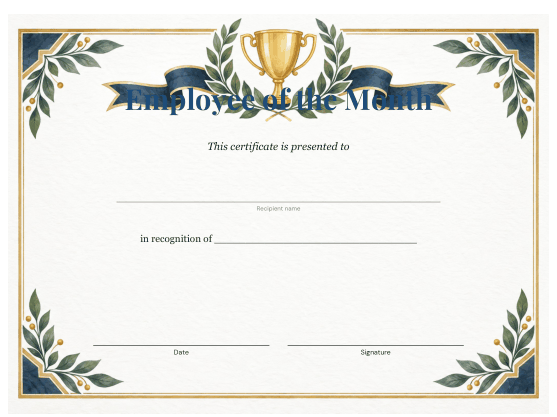 Preview of Employee of the Month Award Certificate