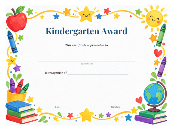 Preview of Award Certificate for Kindergarten