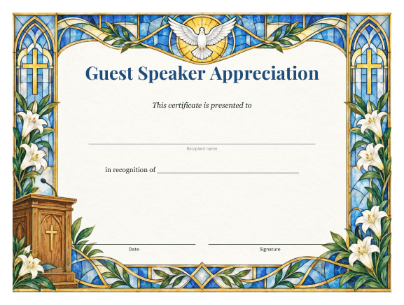 Preview of Certificate of Appreciation for Guest Speaker