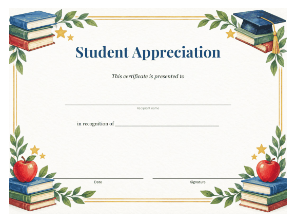 Preview of Certificate of Appreciation for Students