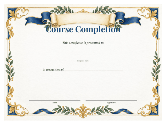 Preview of Certificate Template for Course Completion