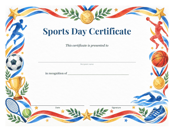 Preview of Sports Day Certificate Template