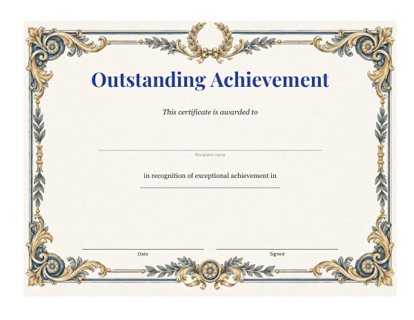 Preview of Outstanding Achievement Award Certificate Template